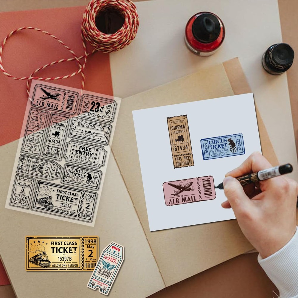 빈티지 티켓 스크랩북킹을위한 클리어 스탬프 기차 비행기 - Clear Silicone Stamps For Card Making 리뷰 및 가격