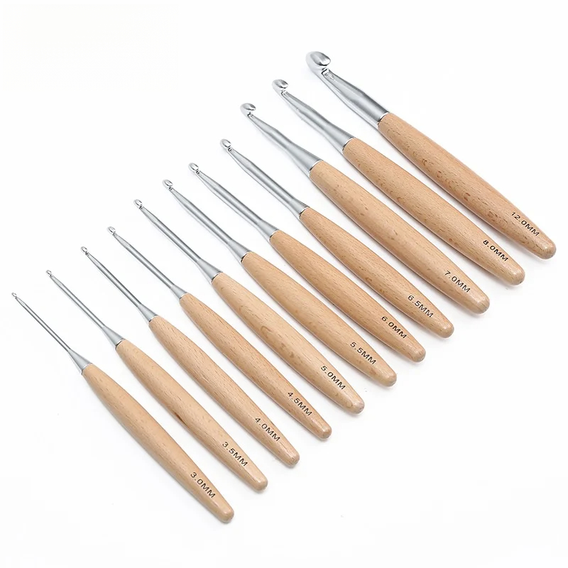 1/11개 나무 손잡이 코바늘 3.0-12.0mm 인체 - Wooden Crochet Hooks Ergonomic Handle 리뷰 및 가격