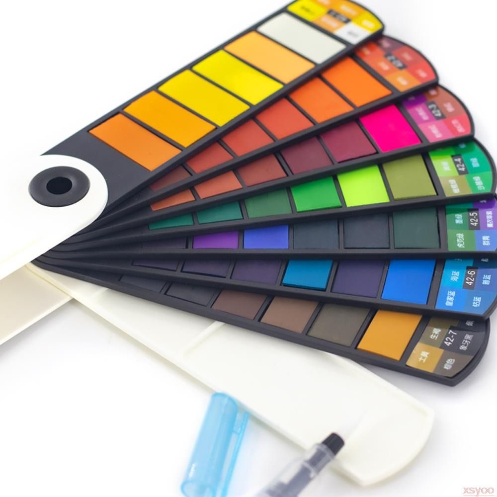 접이식 수채화 물감 세트 (워터 브러쉬 펜 포함) 18 - Watercolor Paint Set Solid Pigment 리뷰 및 가격